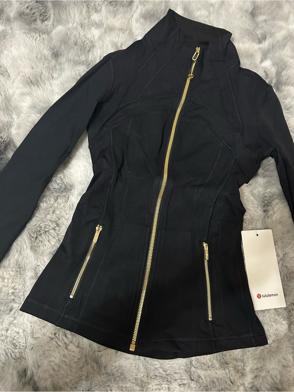 lululemon athletica Black Bomber-Style Jacket with Gold Zippers